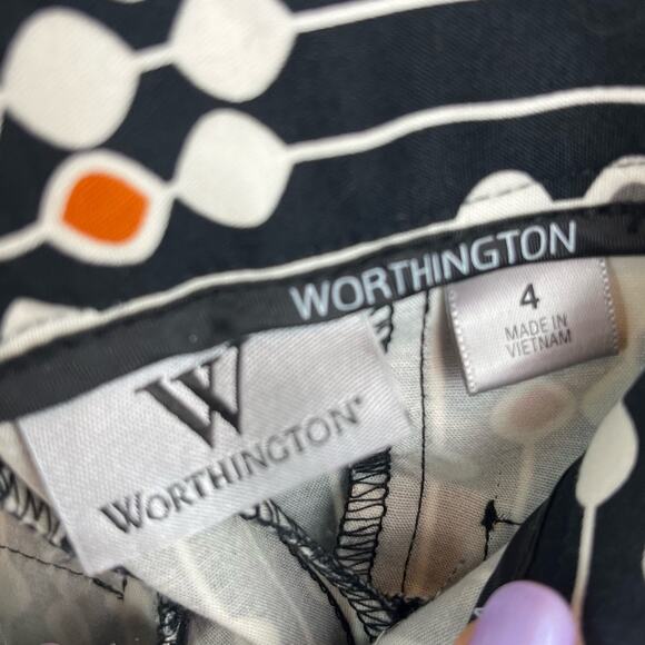 NWT Worthington Black Geometric Design Capri Pants Women’s size 4 - Picture 5 of 8